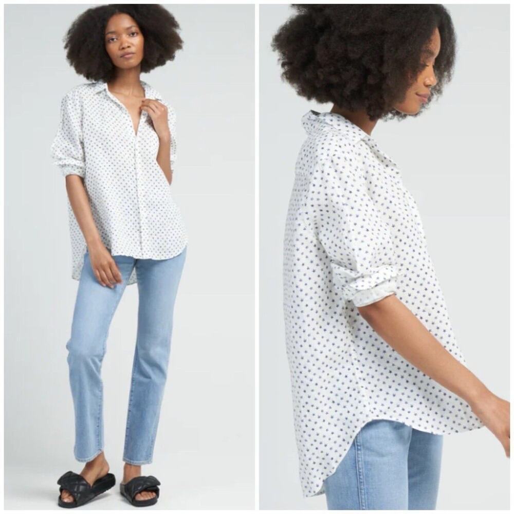 Frank & Eileen Micro Hearts Shirt Sz Small - oversized